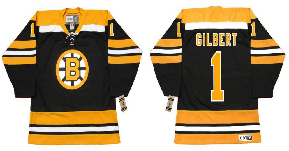 2019 Men Boston Bruins 1 Gilbert Black CCM NHL jerseys